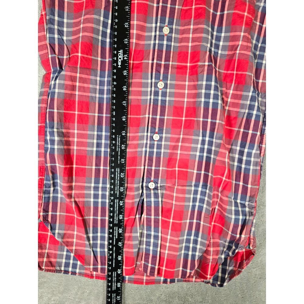 J.Crew Shirt Mens XS 13-13.5 Red 2 Ply Cotton Plaid Long Sleeve Button Down - Picture 4 of 7